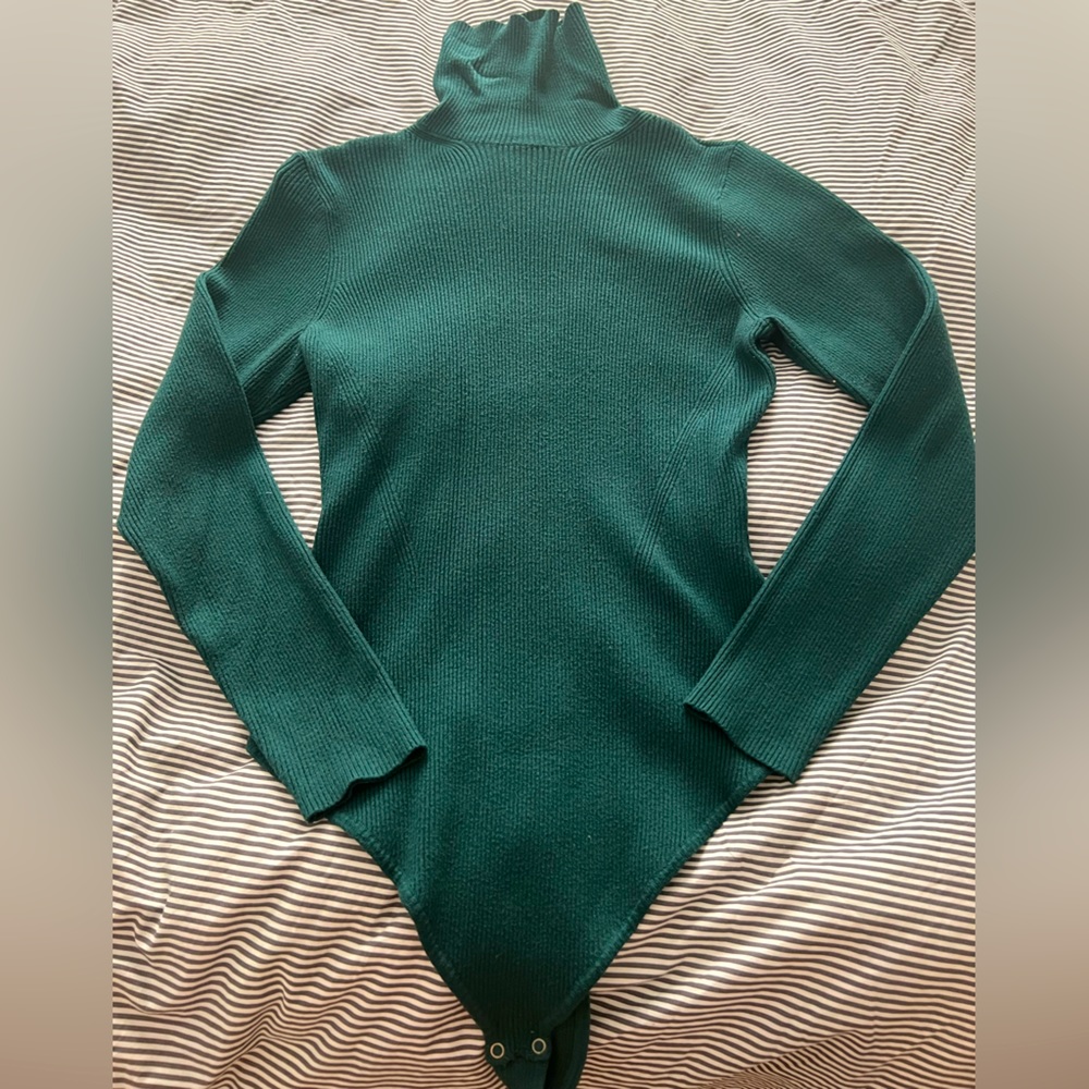 Abercrombie & Fitch Turtleneck Bodysuit - Teal Green Size XL